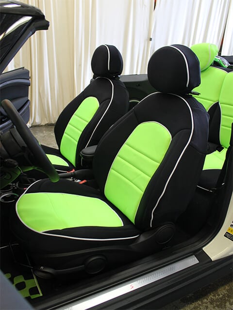 2 BLACK HIGH QUALITY FRONT CAR SEAT COVERS PROTECTORS FOR MINI HATCH ONE 